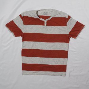 Lucky Brand, Linen Henley, Orange/Off White, Small